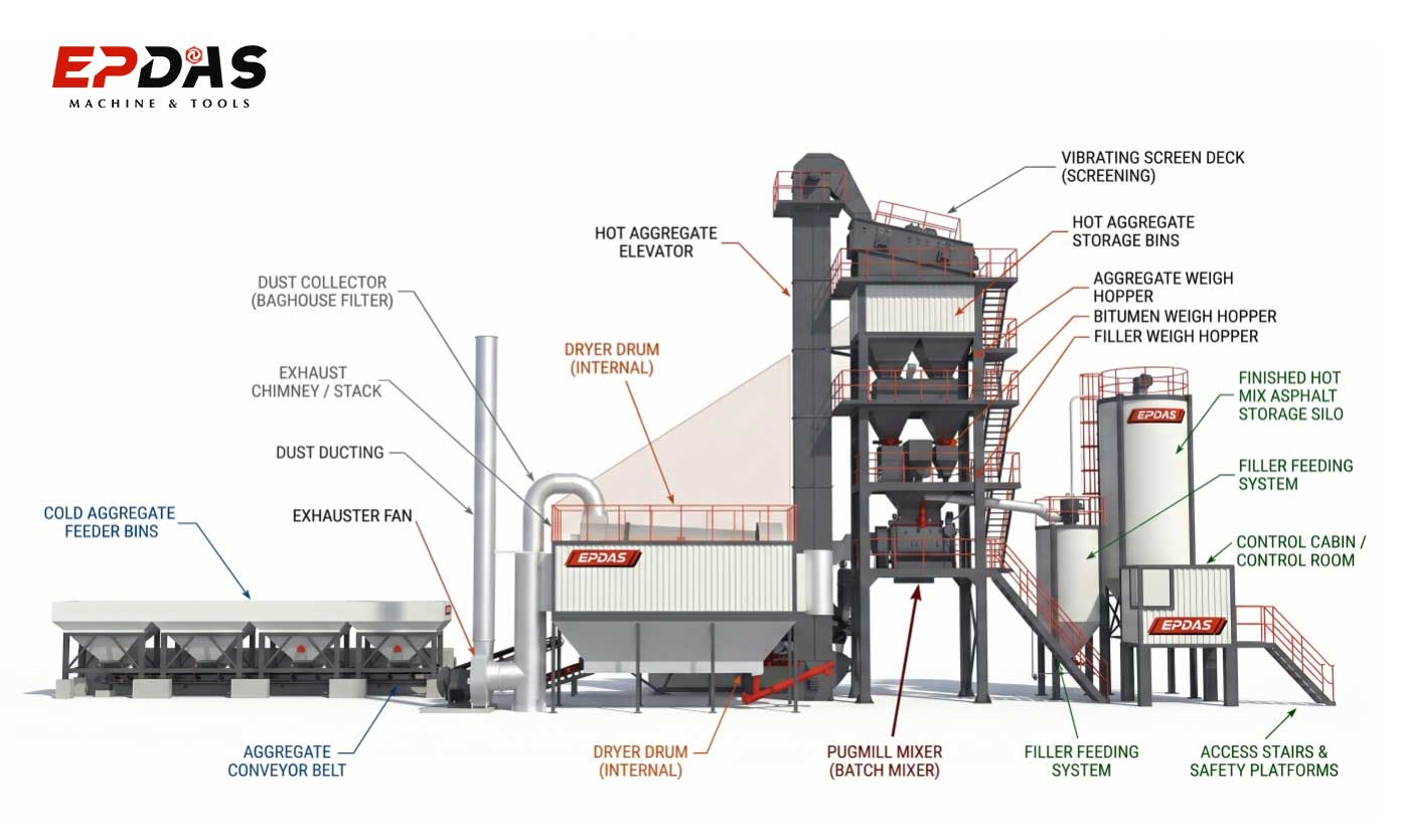The core composition of the asphalt mixing plant